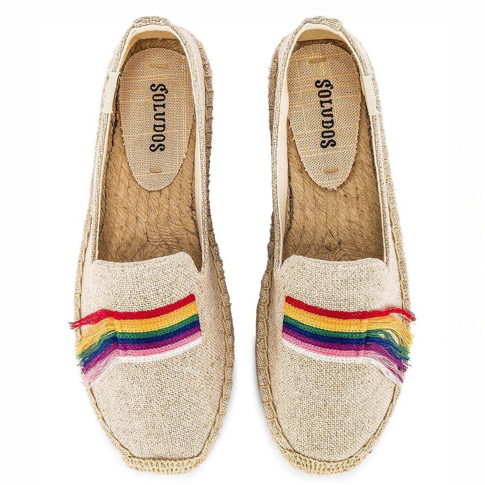 New in Box Soludos Pride Smoking Slipper Espadrille in Sand Sz 5.5